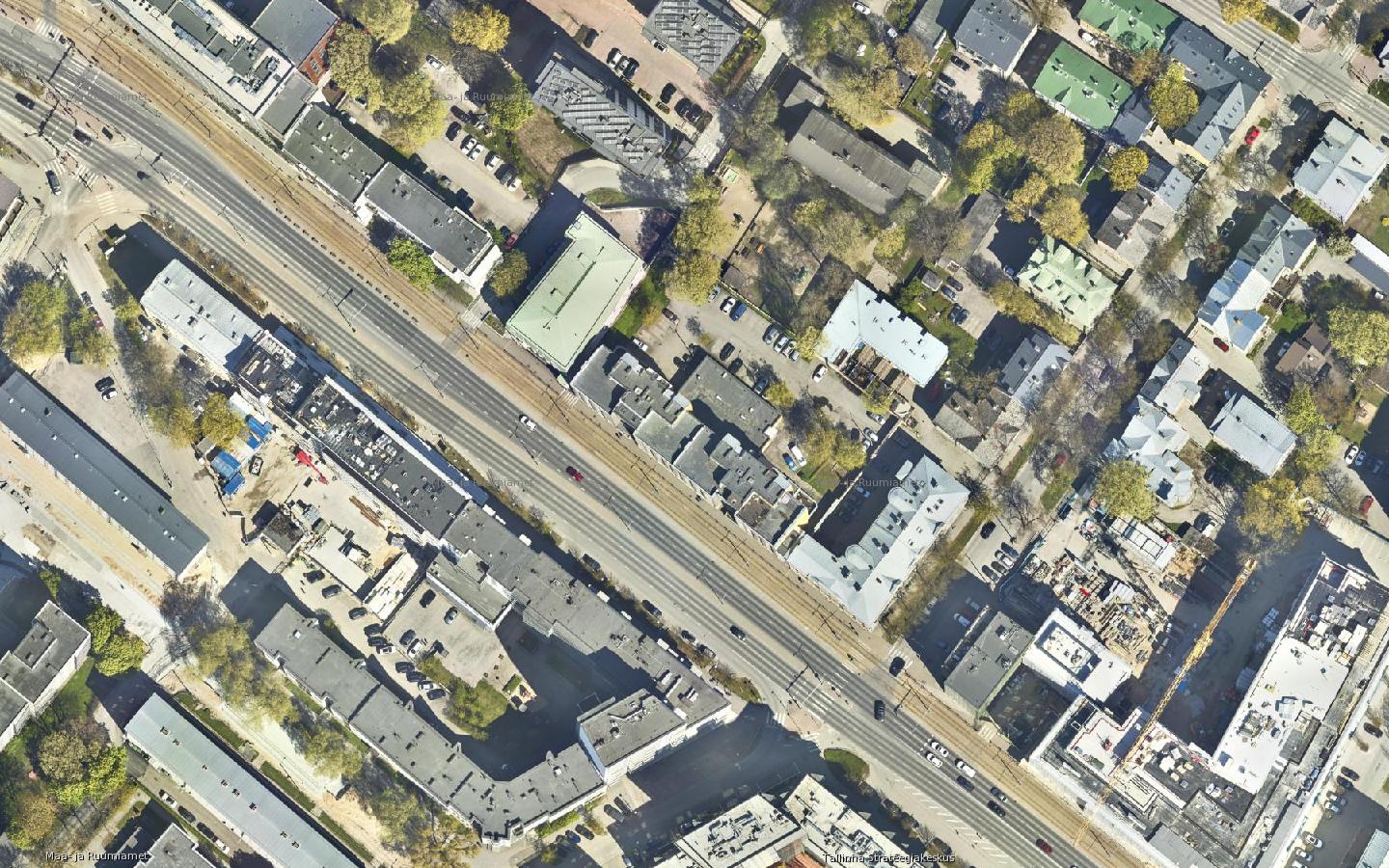 Tartu mnt 55 hoone, hoovi ja lähimate tänavate ortofoto